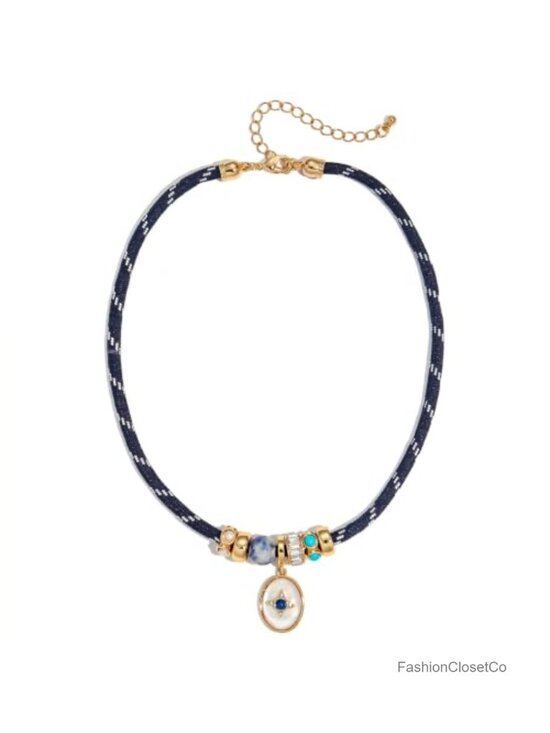 Jewelry - Womens Adjustable Paracord Choker Necklace Boho Pendant Charm